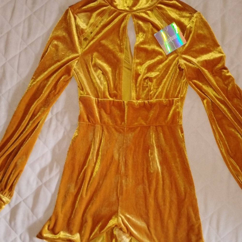 Shiny Gold Long Sleeve Dress